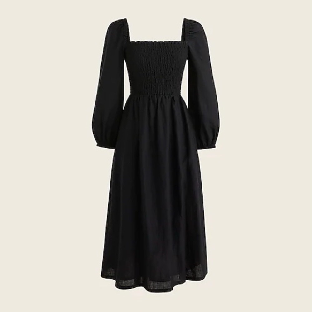 NEW J.Crew Women’s Linen Daydream Midi Dress Black - Picture 6 of 14
